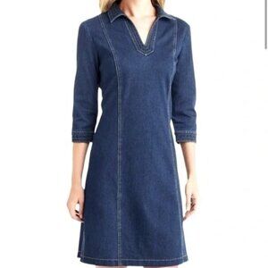 J. McLaughlin Cadence Stretch Denim 3/4 Sleeve Dress Small